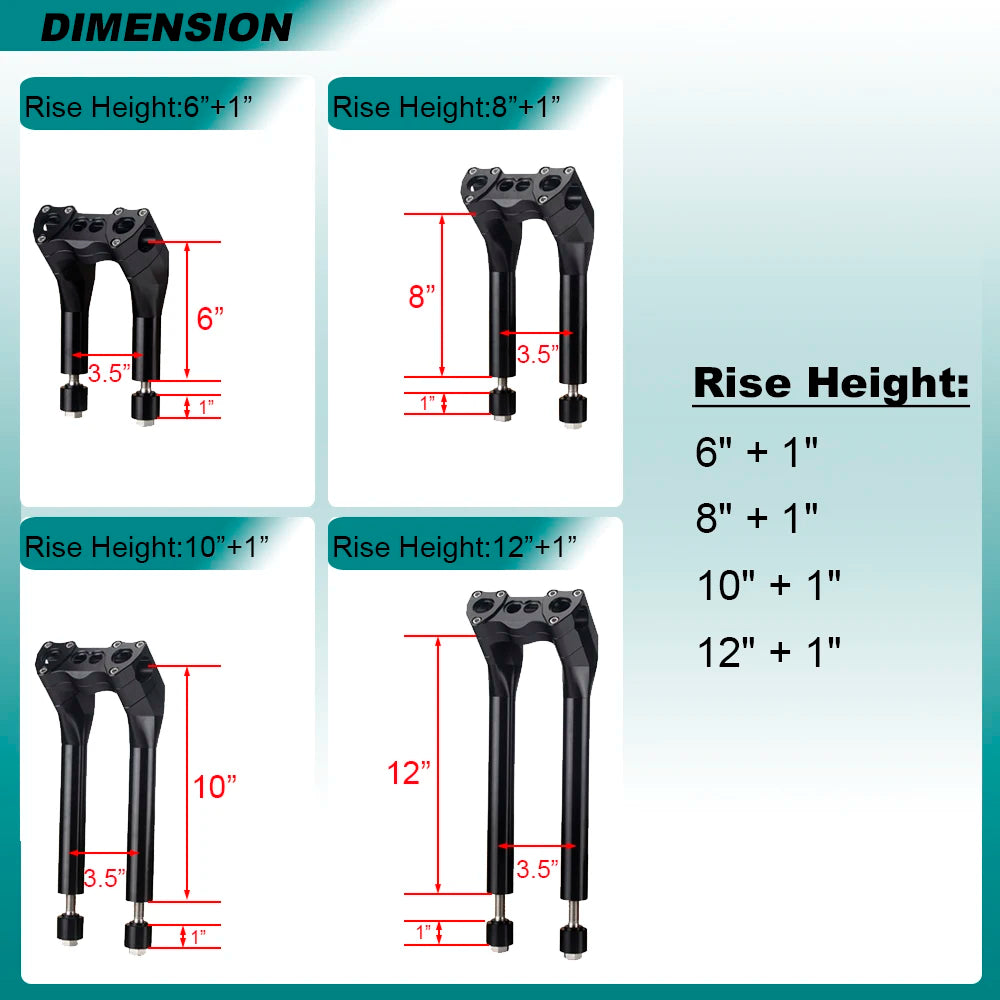 Guidon club et risers pour Harley Dyna Softail Sportster - vue 2
