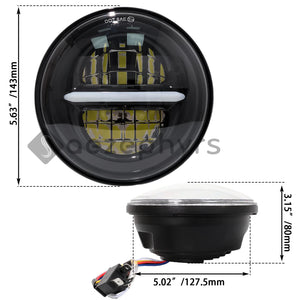 Phare LED 5,75 pouces pour Harley Sportster Dyna Softail - vue 3