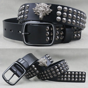 Ceinture en cuir véritable cloutée style rock - vue 25