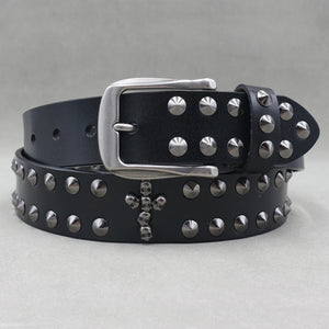 Ceinture en cuir véritable cloutée style rock - vue 33