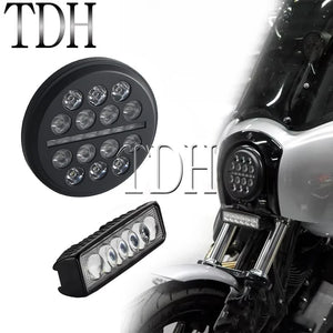 Phare LED 5,75 pouces et barre LED pour Harley Dyna - vue 1