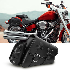 Sacoche de selle rétro en cuir noir avec porte-gourde pour Harley Sportster - vue 7