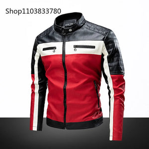 Blouson cuir homme col montant, style motard grande taille - vue 4