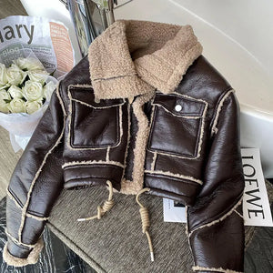Veste peau lainée femme hiver - vue produit - vue 3