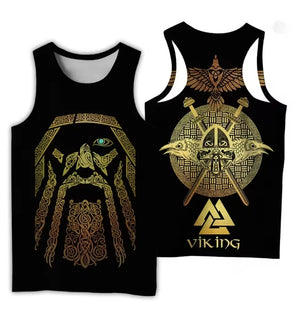 Débardeur homme noir imprimé motif viking - vue 2