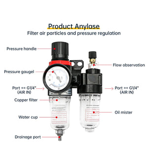 Filtre Régulateur de Pression Air Comprimé AFC2000/AFR2000 + AL2000 G1/4 (Séparateur Eau/Huile) – photo 2/6