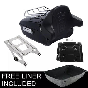 Malle top case noire avec dossier passager enveloppant sur une Harley-Davidson Touring - vue 6
