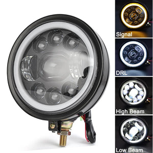 Phare LED rond noir 5,75 pouces pour moto custom et Harley-Davidson - vue 7