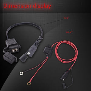Adaptateur chargeur USB étanche SAE 12V pour moto - vue 4