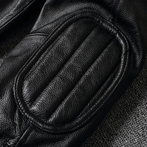 Blouson moto cuir véritable col montant - vue - vue 2