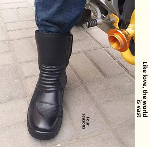 Bottes de moto en cuir véritable pour homme - vue 6