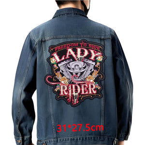 Grand écusson dorsal brodé style biker moto pour blouson - vue 15