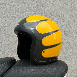 Casque moto rétro compact noir style japonais - vue de trois quarts - vue 7