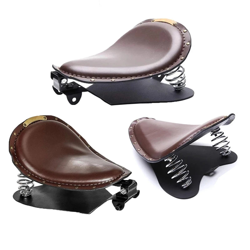 Selle solo cuir rétro universelle pour moto chopper/bobber - Harley Iron 883, Sportster, Softail