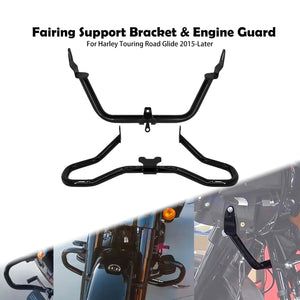 Pare-carter chopped noir mat avec support de carénage pour Harley Road Glide - vue 1