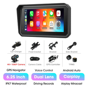 Écran GPS moto Jansite CarPlay & Android Auto 5/6,25 pouces avec DVR intégré – étanche IP67 - vue 10