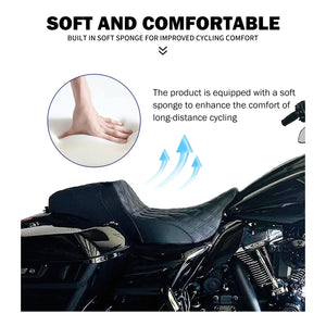Selle biplace noire en cuir pour Harley-Davidson Touring - vue 4
