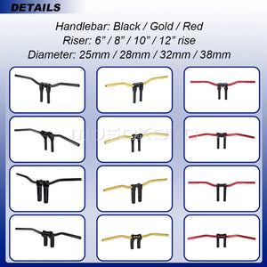 Risers pullback et guidon pour Harley Dyna Sportster Softail - vue 5