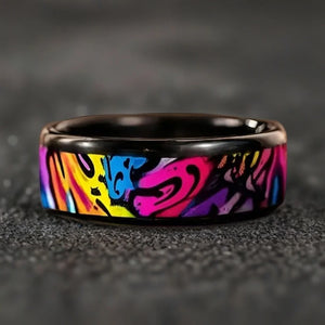 Bague en acier inoxydable tête de mort et rose - vue 9