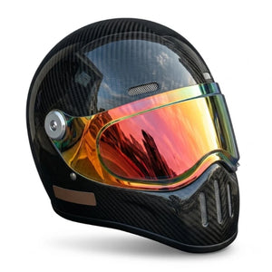 Casque moto intégral noir en fibre de carbone - vue de profil - vue 1