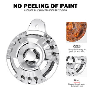 Cache klaxon CNC noir/chrome pour Harley-Davidson Big Twin (Evo/Twin Cam/M8) 1991 et plus, Sportster 2007 et plus – photo 5/7