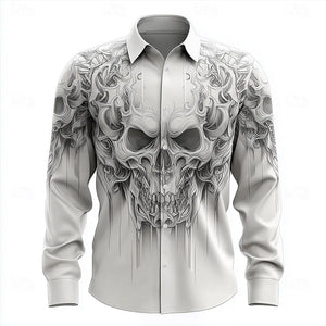 Chemise noire manches longues imprimé tête de mort - vue 3