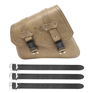 Sacoche latérale en cuir PU noir pour bras oscillant de moto custom - vue 9