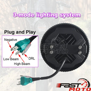 Phare LED rond noir pour moto Harley-Davidson V-Rod - vue 3