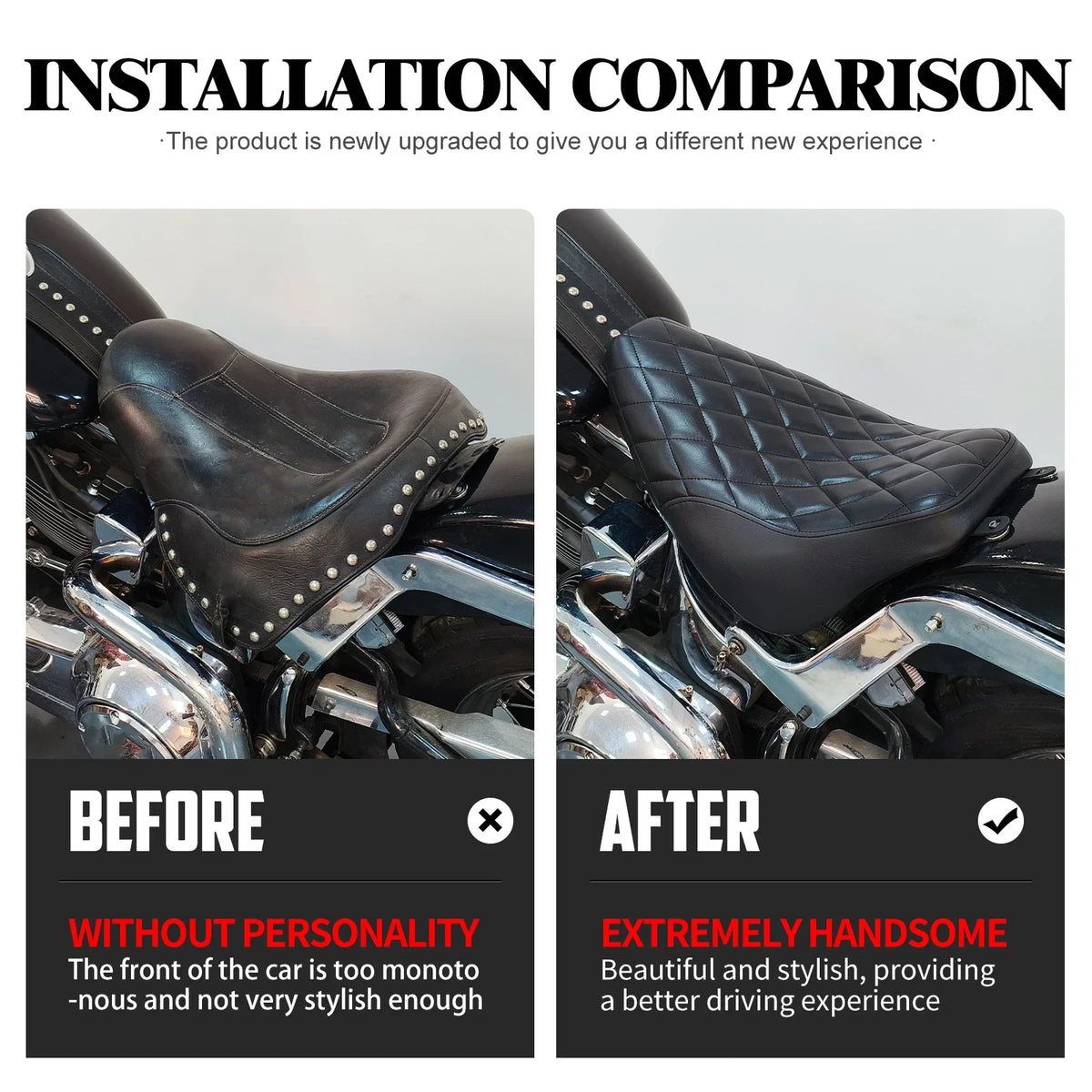 Selle solo pilote noire matelassée pour Harley-Davidson Softail Heritage - vue 2