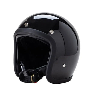 Casque moto jet rétro noir doublure cuir - vue de profil - vue 13