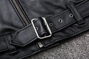 Blouson en cuir moto homme zip asymétrique - vue - vue 6