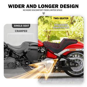 Selle biplace noire pour Harley-Davidson Softail Fat Boy - vue 4