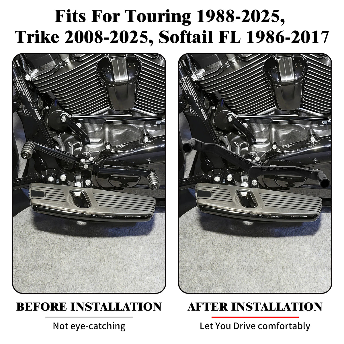 Ensemble Levier de Sélecteur Talon-Pointe Avant/Arrière avec Cale-Pieds - Harley-Davidson Touring, Softail et Trike – photo 2/10