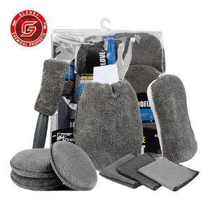 Kit de 9 Accessoires de Nettoyage Auto/Moto (Gants, Lingettes, Éponges, Brosses) – photo 1/7