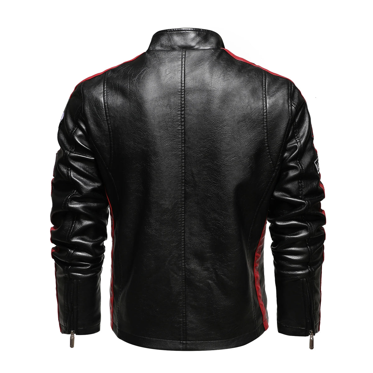 Blouson moto racing homme simili cuir bicolore, vue de face - vue 2