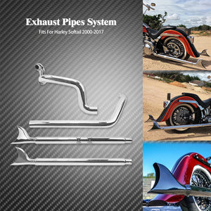 Système d'Échappement Double Chromé - Harley-Davidson Softail Fat Boy, Heritage Classic, Deluxe, Blackline, Cross Bones, Night Train 2007-2017 – photo 1/6