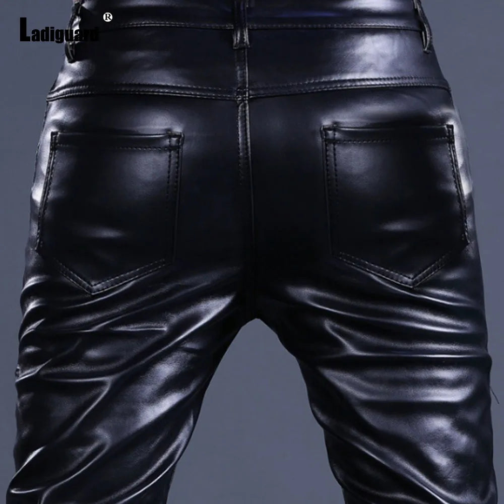 Pantalon simili cuir homme slim style rock, fermeture zip - vue 2