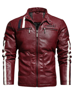 Blouson moto racing homme brodé avec doublure coton, vue de face - vue 3