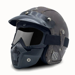 Casque Moto Vintage Ouvert en Cuir PU - Style Café Racer - vue 9