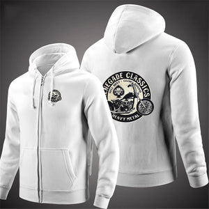 Sweat Zippé Homme Uni Manches Longues Esprit Moto - vue 4