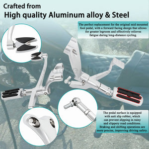 Kit complet commandes avancées, repose-pieds, sélecteur et biellettes en aluminium et acier pour Harley-Davidson Sportster XL883, Iron, 48, Super Low 2004-2022 – photo 2/13