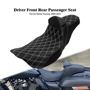 Selle biplace noire avec dossier pilote pour Harley-Davidson Road Glide - vue 7