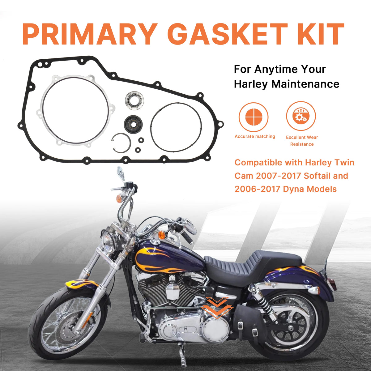 Kit Joint de Carter Primaire + Roulement Intérieur - Harley-Davidson Softail 2007-2016 et Dyna 2006-2017 – photo 2/6