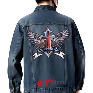 Grand écusson dorsal brodé style biker moto pour blouson - vue 5