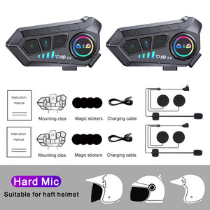 Kit intercom Bluetooth noir fixé sur un casque de moto - vue rapprochée - vue 10