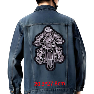 Grand écusson dorsal brodé style biker moto pour blouson - vue 32
