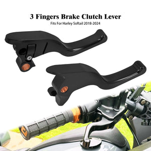 Leviers de frein et d'embrayage 3 doigts CNC pour Harley-Davidson Softail Low Rider, Street Bob, Breakout, Fat Boy, Slim 2018-2024 – photo 7/8