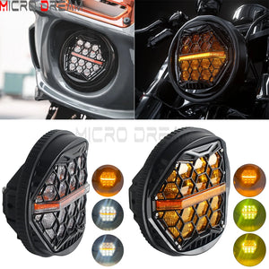 Phare LED 5,75 pouces pour Harley Dyna Softail Sportster - vue 1