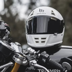 Casque moto intégral rétro noir - vue de face - vue 11