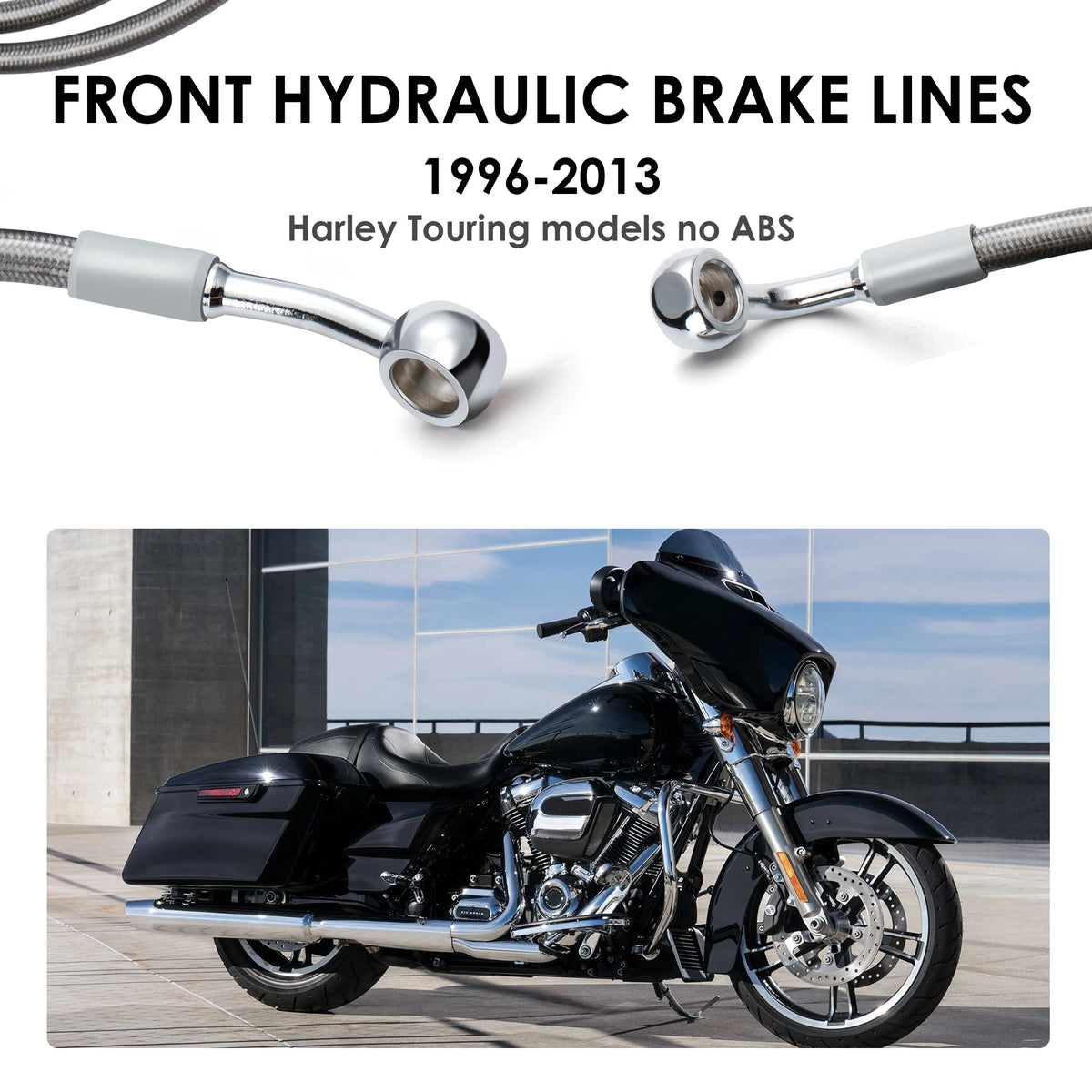 Durite de Frein Double Disque Tressée Inox pour Guidon 10 pouces - Harley-Davidson Touring 1996-2013 sans ABS – photo 2/8